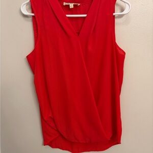 Pink Rose Orange melon Sleeveless Faux-Wrap tank top woman's medium